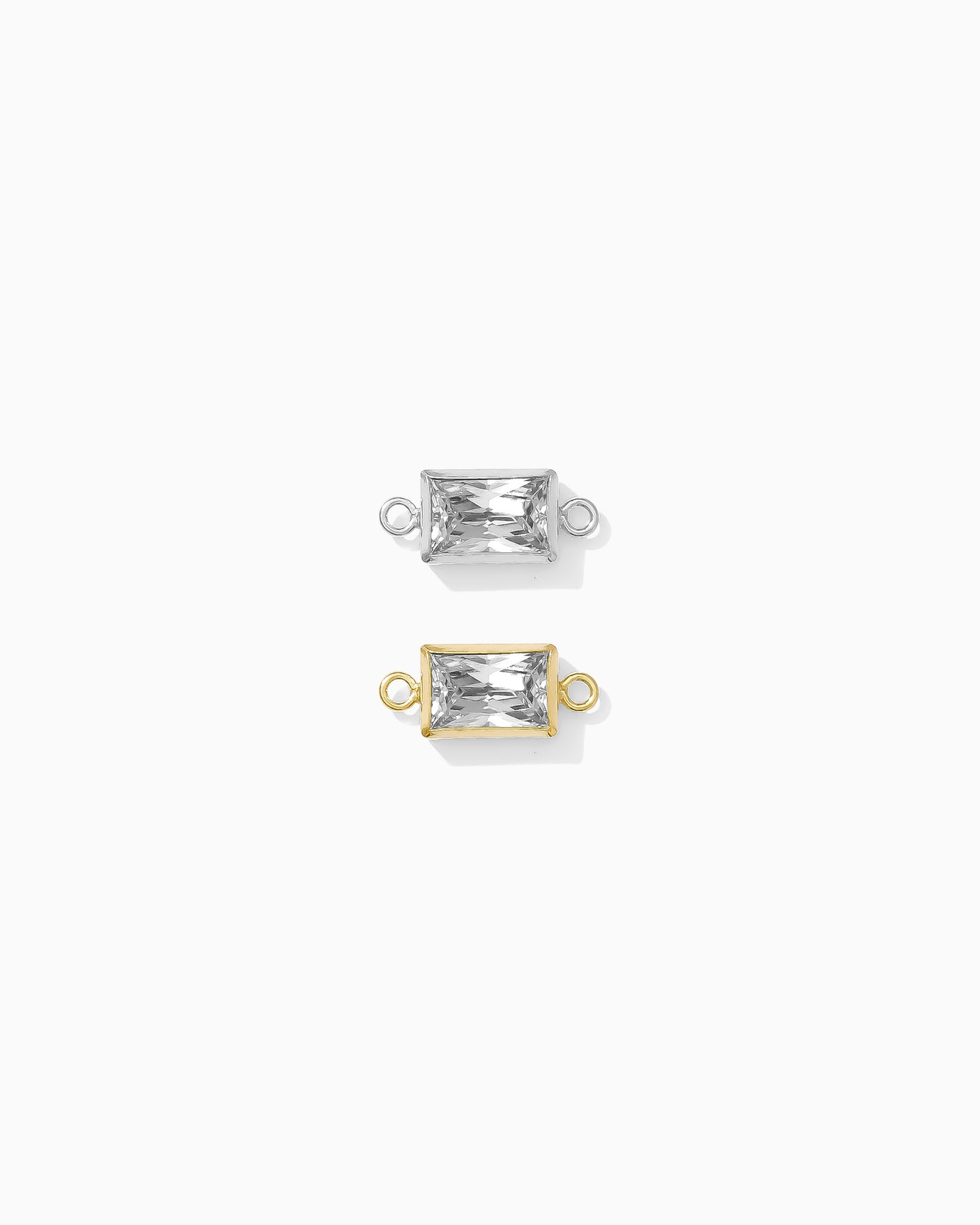 4x6mm White CZ Rectangle Connector, CN389