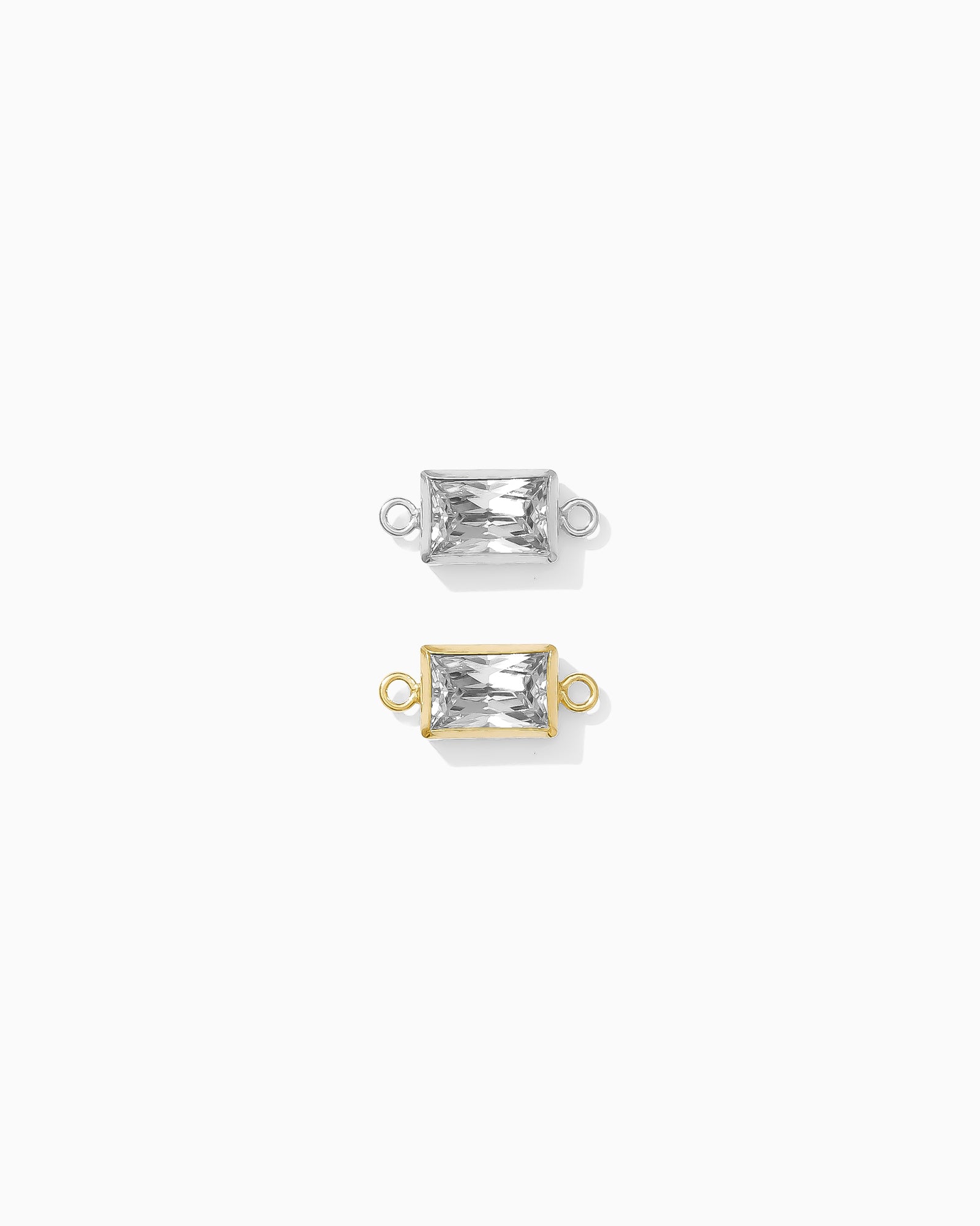 4x6mm White CZ Rectangle Connector, CN389