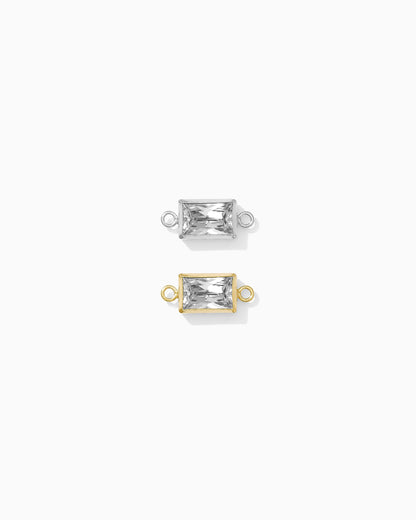 4x6mm White CZ Rectangle Connector, CN389