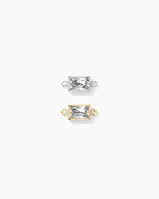 4x6mm White CZ Rectangle Connector, CN389