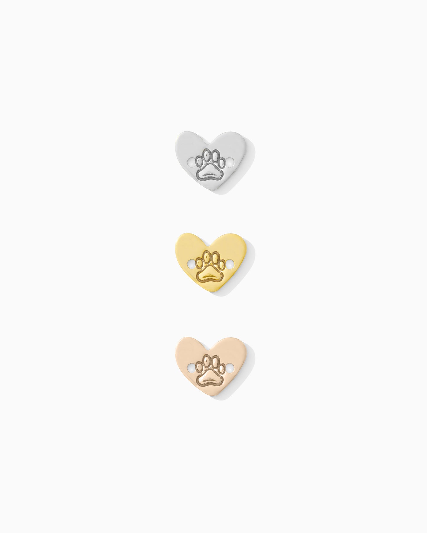 7mm Paw Print Heart Two Middle Holes, CN390