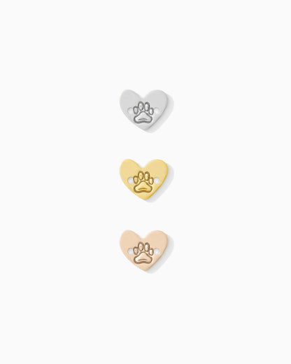 7mm Paw Print Heart Two Middle Holes, CN390