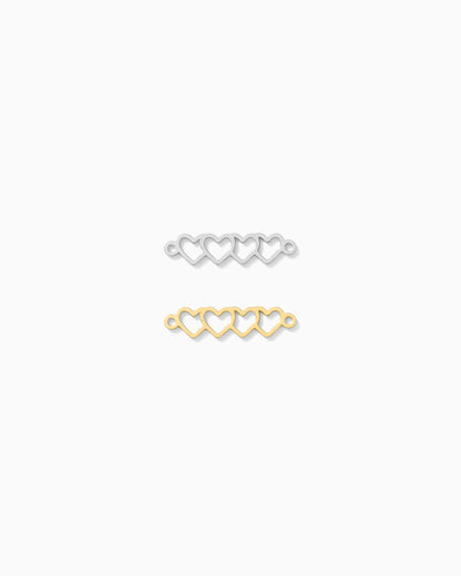 4 Linked Heart Outline Connector. CN438