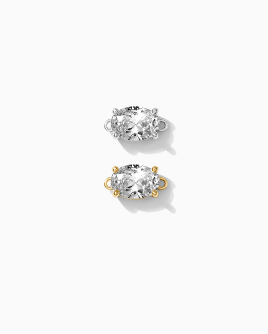 Oval Solitaire CZ Connector, CN79