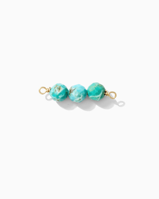 Turquoise Triple Bead Facet Cut Connector, CN98