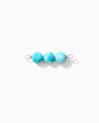 Turquoise Triple Bead Facet Cut Connector, CN98