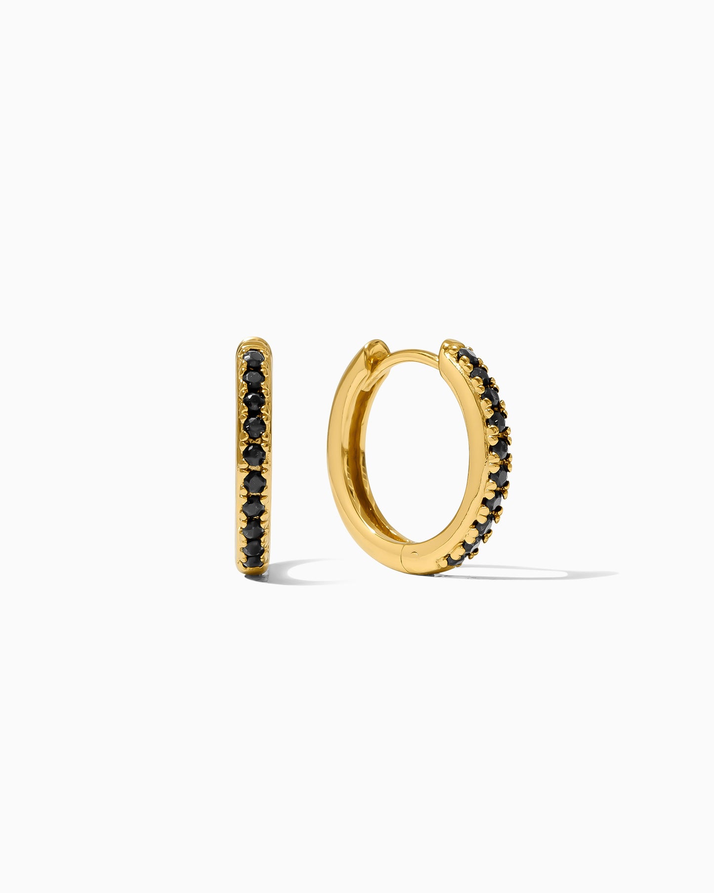 15mm Black Pave Hoop Earrings, E34