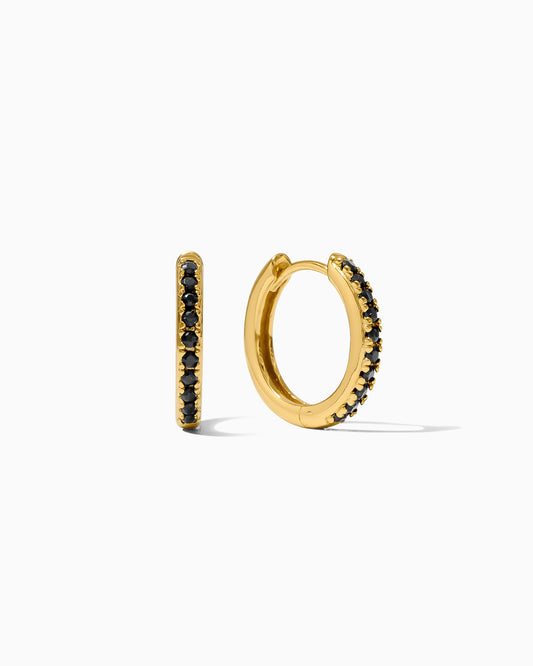 15mm Black Pave Hoop Earrings, E34