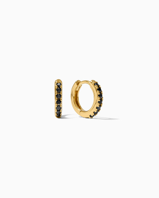 10.5mm Black Pave Hoop Earrings, E41