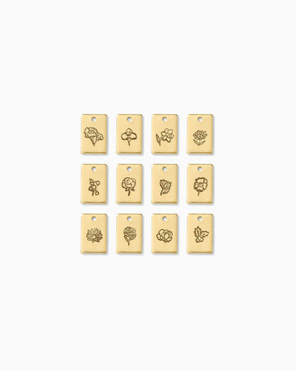 Rectangle Birth Flower Charm, CH266