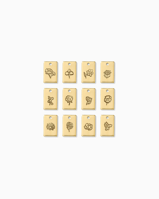Rectangle Birth Flower Charm, CH266