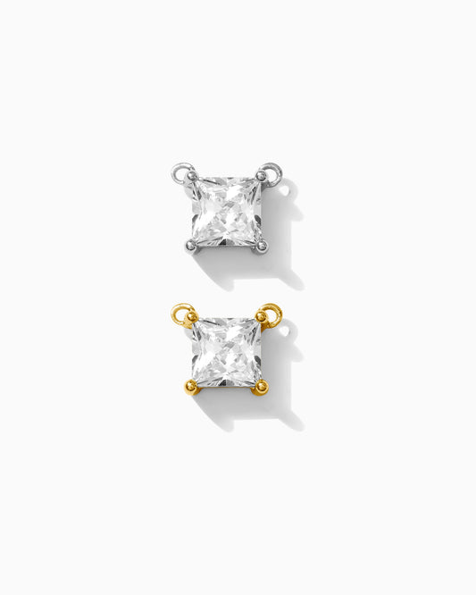 CZ Square Princess Cut Solitaire Connector, CN220
