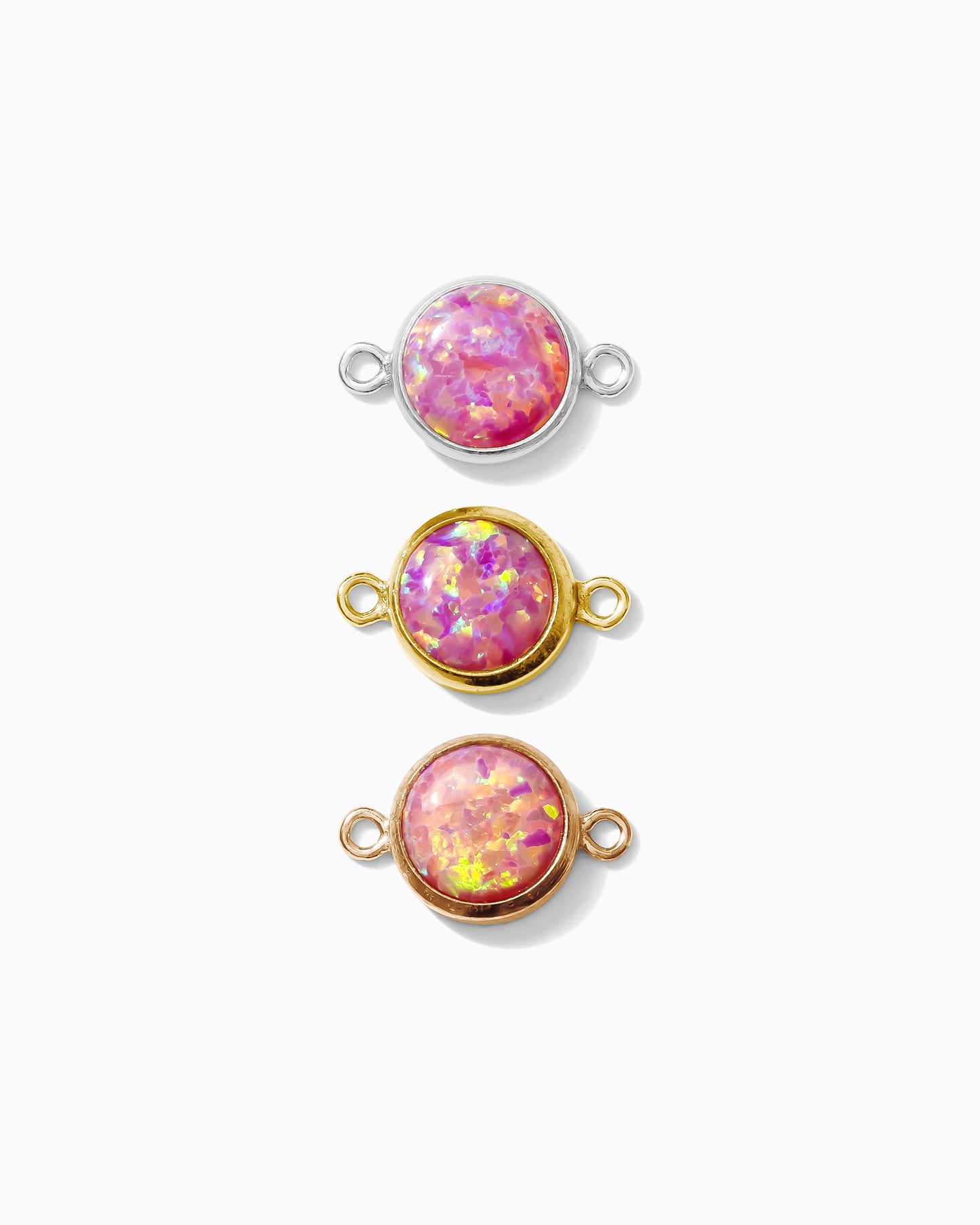 6mm Pink Opal Connector, CN244