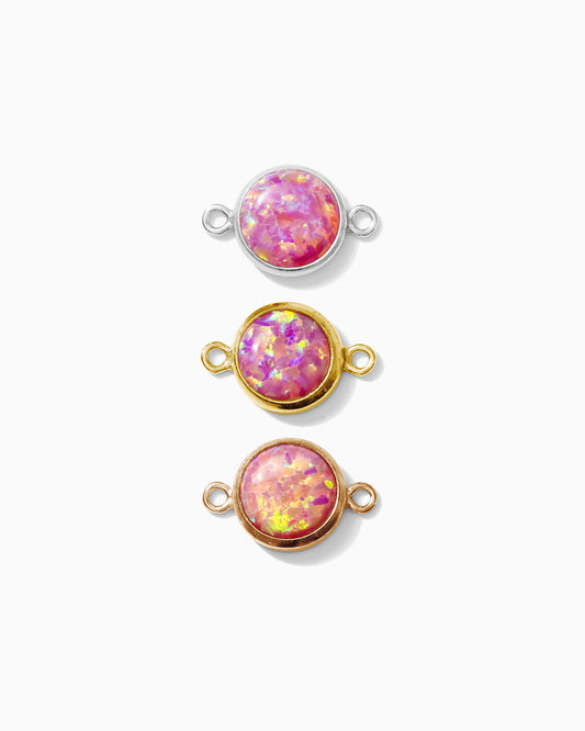 6mm Pink Opal Connector, CN244