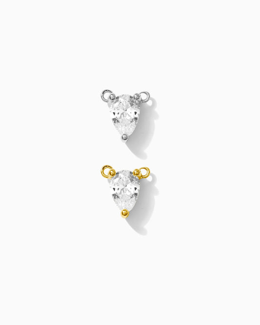 White CZ Teardrop Necklace Connector, CN230