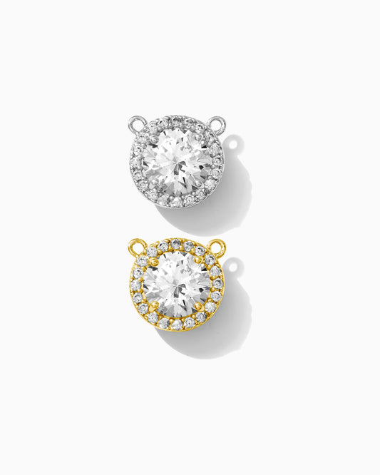 White CZ Round Halo Connector, CN219