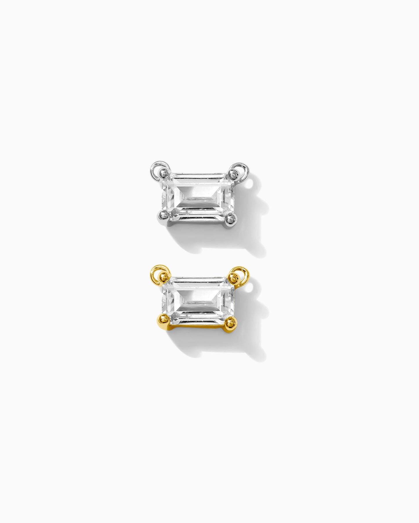 White CZ Emerald Connector, CN229
