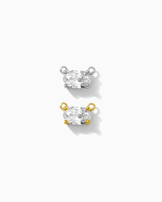 White CZ Oval Connector, CN228