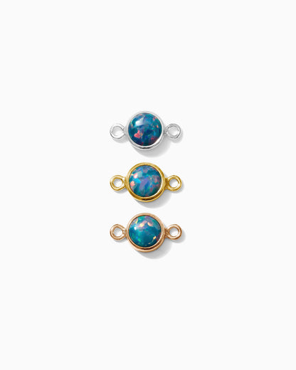 4mm Blue Opal Cabochon Connector, CN225