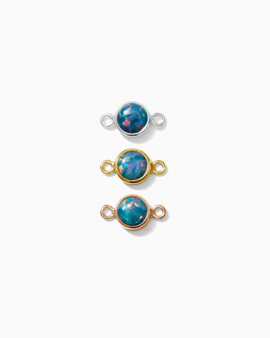 4mm Blue Opal Cabochon Connector, CN225