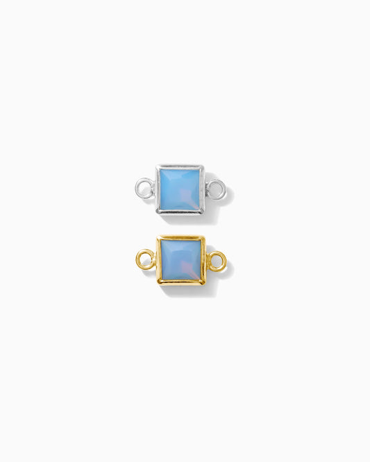 4mm Blue Opal Square Shaped Connector, CN323