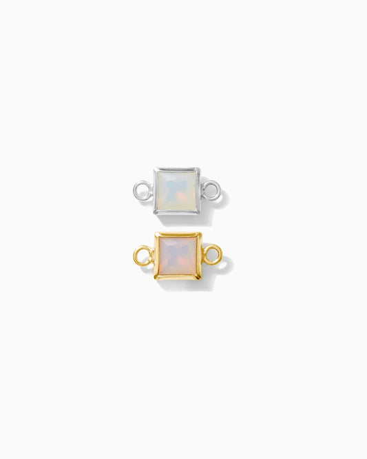 4mm White Opal Square Connector, CN321