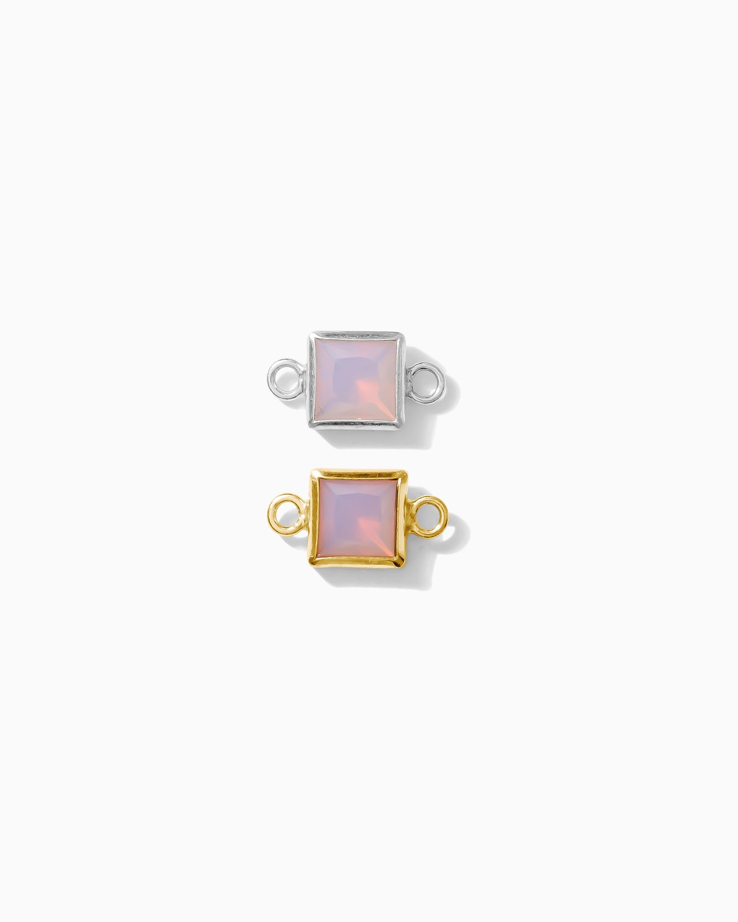 4mm Pink Opal Square Connector, CN322