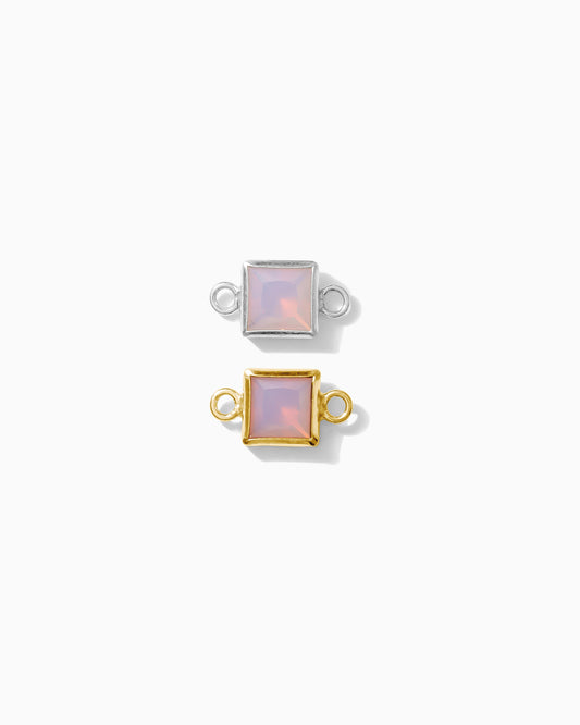 4mm Pink Opal Square Connector, CN322