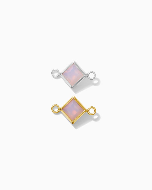 4mm Pink Opal Diamond Shaped Connector, CN326