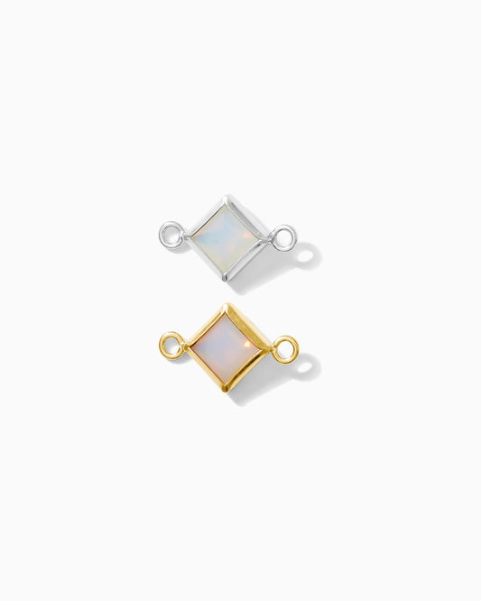 4mm White Opal Diamond Shaped Connector, CN325