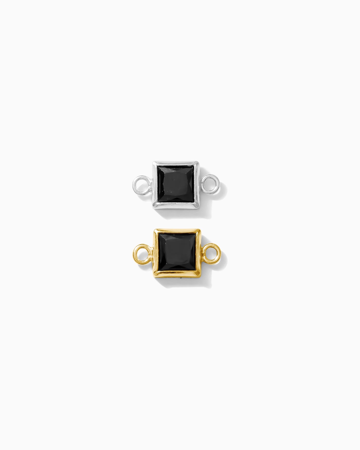 4mm Black Onyx Square Shaped Connector, CN324