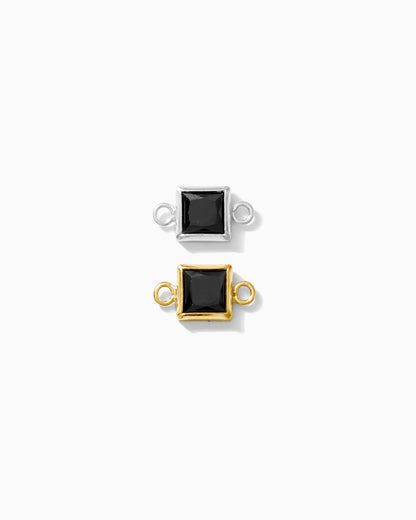 4mm Black Onyx Square Shaped Connector, CN324