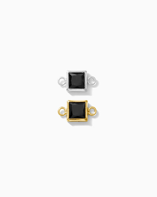 4mm Black Onyx Square Shaped Connector, CN324