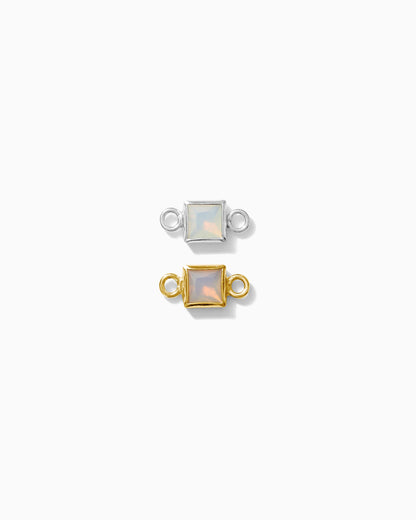 3mm White Opal Square Shaped Connector, CN309