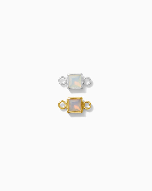 3mm White Opal Square Shaped Connector, CN309