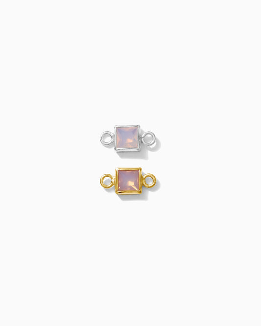 3mm Pink Opal Square Shaped Connector, CN310