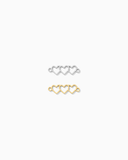 3 Linked Heart Outline Connector, CN437