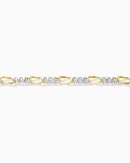 3.2mm Figaro Mixed Metal Chain, M192