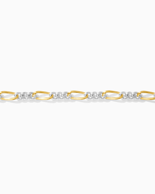3.2mm Figaro Mixed Metal Chain, M192