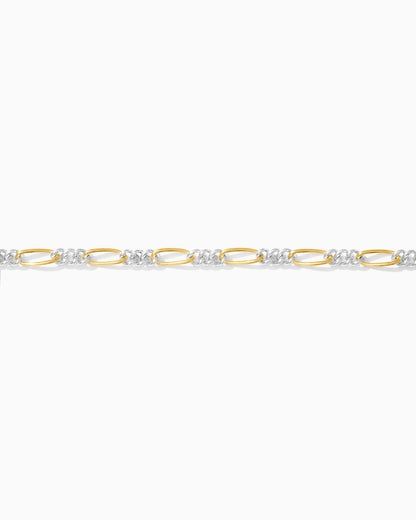 2.3mm Figaro Mixed Metal Chain, M191
