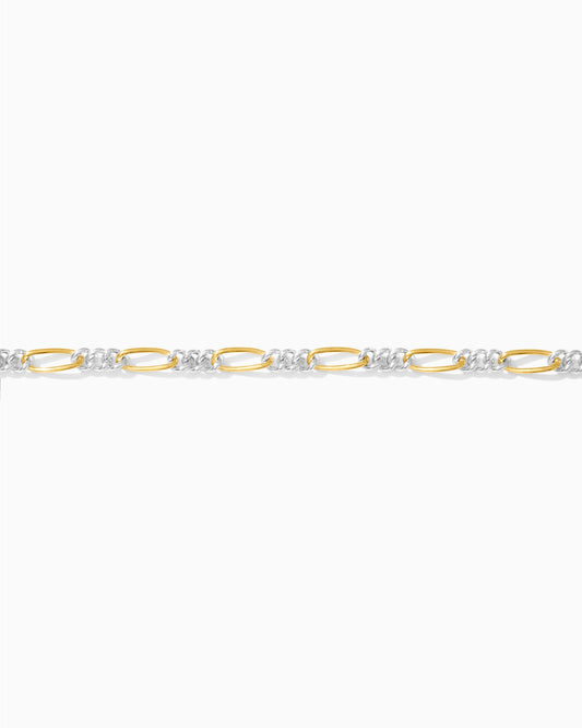 2.3mm Figaro Mixed Metal Chain, M191