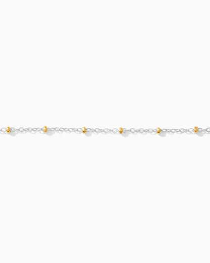 1.2mm Satellite Silver Chain with 2mm Gold Filled Beads, M198