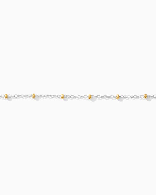 1.2mm Satellite Silver Chain with 2mm Gold Filled Beads, M198