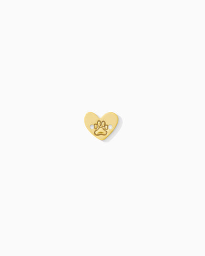 7mm Paw Print Heart Two Middle Holes, CN390
