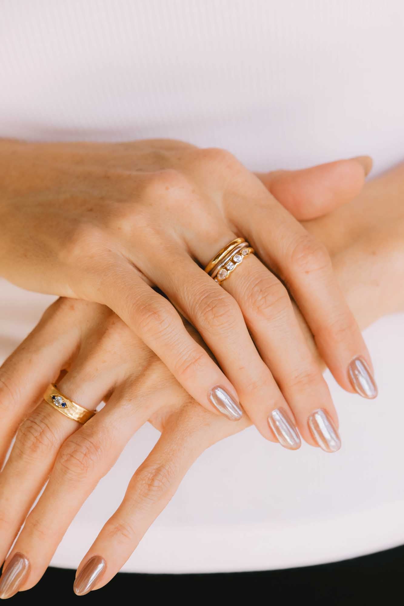 Mixed Metal Cubic Zirconia Stacking Ring, R55