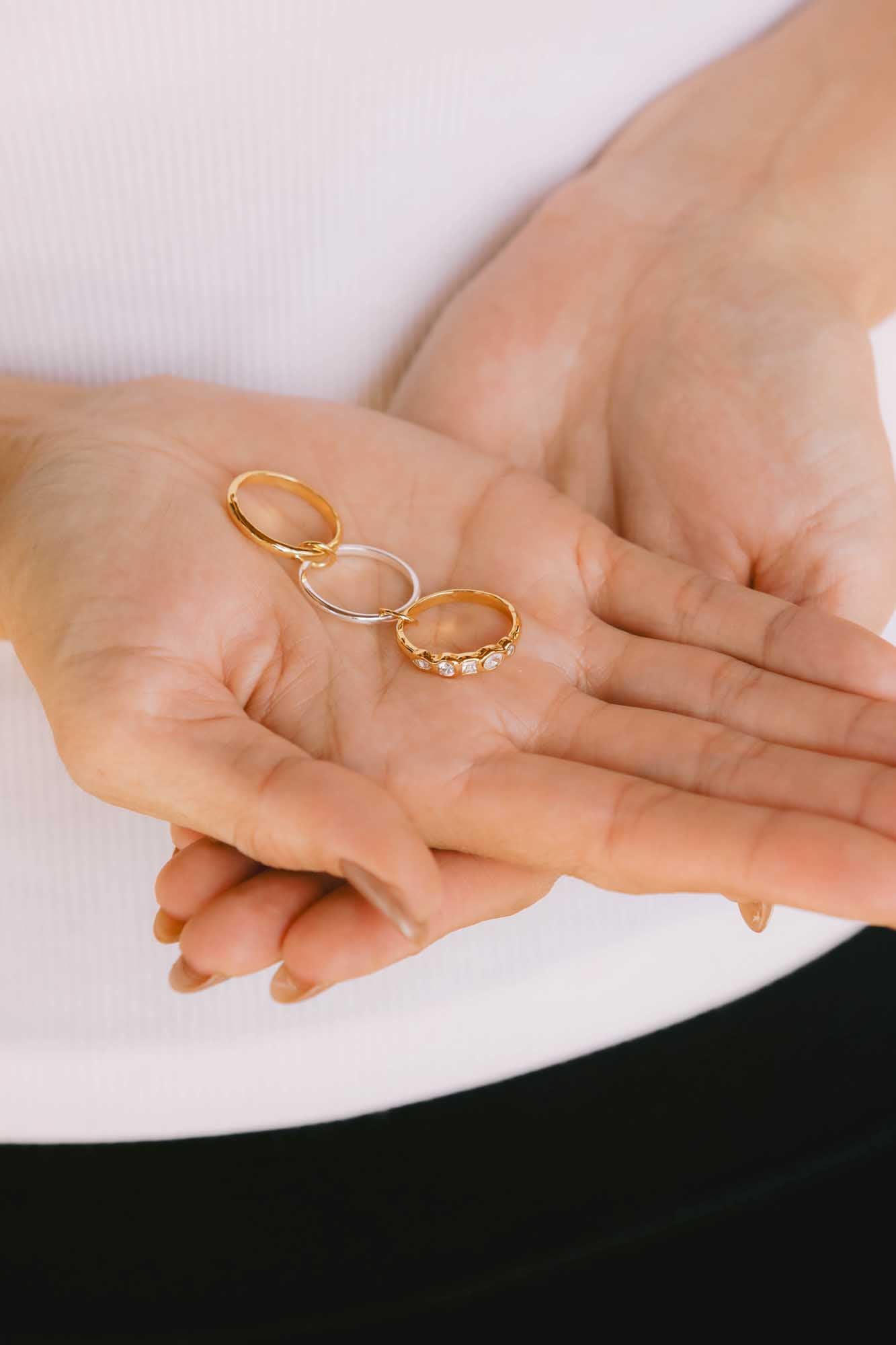 Mixed Metal Cubic Zirconia Stacking Ring, R55