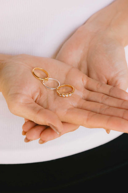 Mixed Metal Cubic Zirconia Stacking Ring, R55