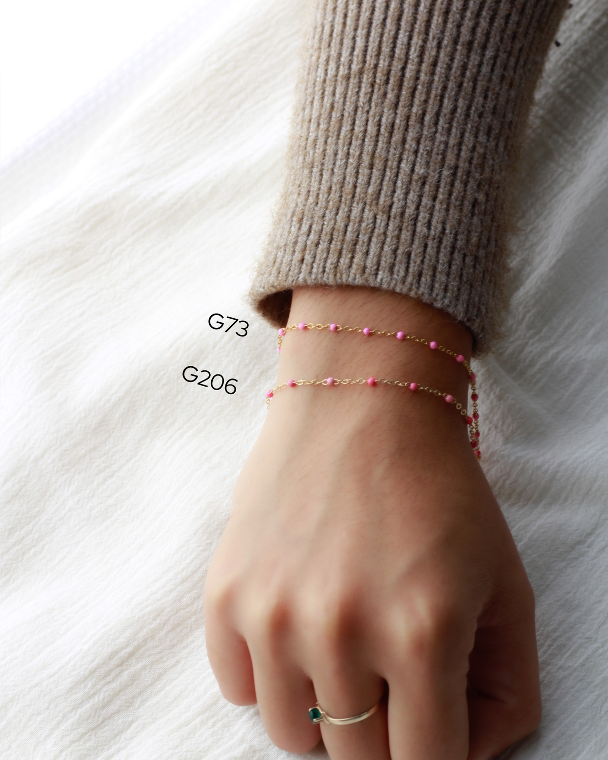 1.6mm Flat Cable Chain with Multi Pink Enamel Dots, G206