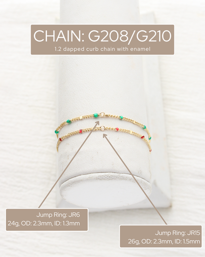 1.2mm Dapped Curb Chain with Cream Enamel Dots, S213, G213