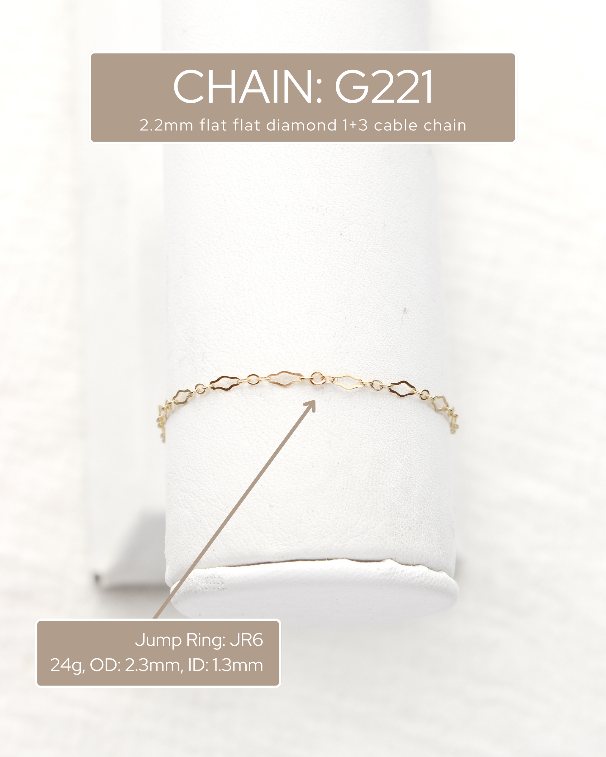 2.2mm Flat Diamond 1+3 Cable Chain, S221, G221